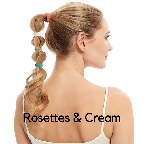 HBY Women's Hair Ties for Thick or Curly Hair. No Slip Seamless Ponytail Holders Sports Thick Hair Ties, Rosettes & Cream, 8MM, 12 Pcs