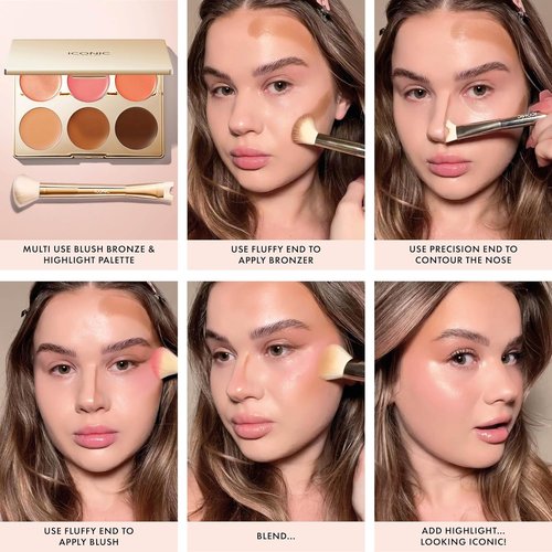 ICONIC LONDON Multi-Use Cream Blush Palette - Bronze & Highlight | Cruelty-Free, Vegan Makeup