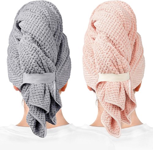 Microfiber Hair Towels by [Brand Name] - Super Absorbent Quick-Dry Wraps for Curly & Straight Hair | 27.5'' x 39.4''