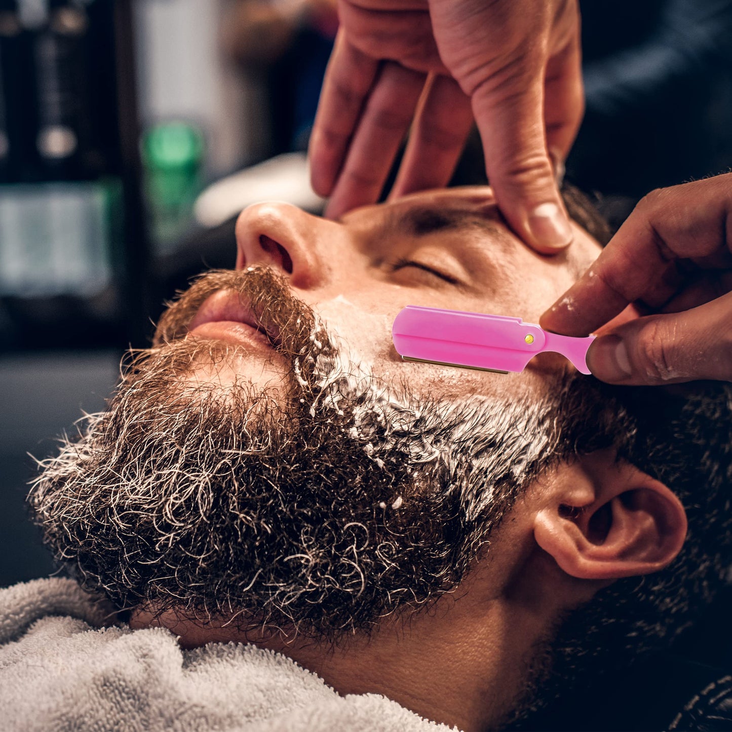 Utopia Care Professional Straight Razor for Men, Barber Straight Edge Razor Safety with 100 Pack Blades, Pink