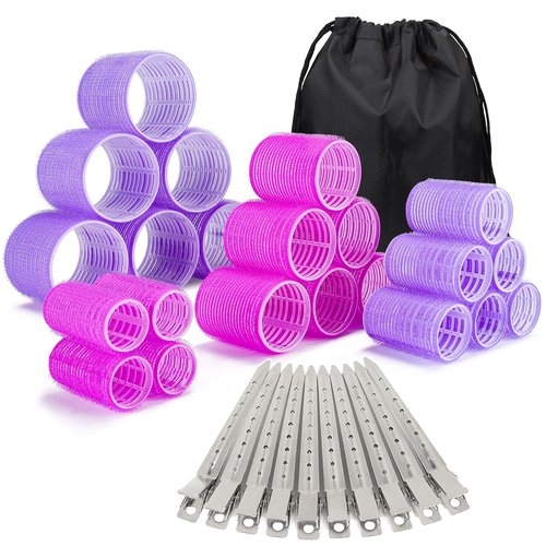 ELASO 33-Piece Hair Rollers Set - Self-Grip Rollers for All Hair Types | Includes Clips & Storage Bag