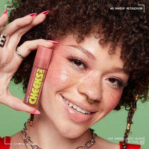 NYX PROFESSIONAL MAKEUP Fat Cheeks Liquid Blush - Buildable, Dewy Finish, Long-Lasting 12HR Wear | Fig Fizz (Soft Peach)
