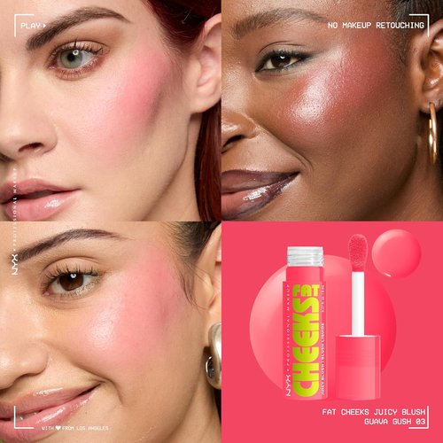 NYX PROFESSIONAL MAKEUP Fat Cheeks Liquid Blush - Buildable Dewy Formula for 12HR Wear | Guava Gush (Bright Pink)
