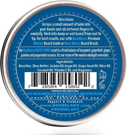 Pacific Prince Beard Butter - Midnight Ocean Breeze Conditioning Balm for Beards, 2 oz