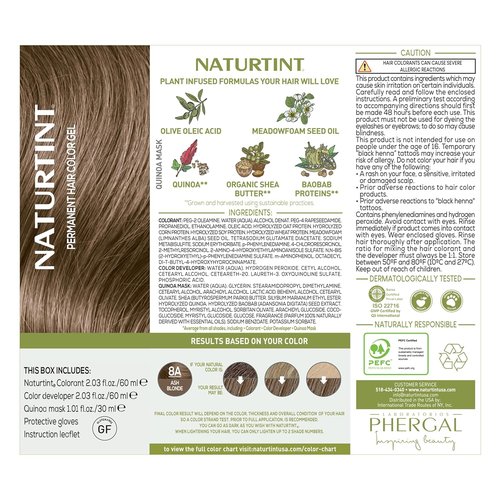Naturtint 8A Ash Blonde Permanent Hair Color - Ammonia Free, Vegan, 100% Gray Coverage, Long Lasting Results