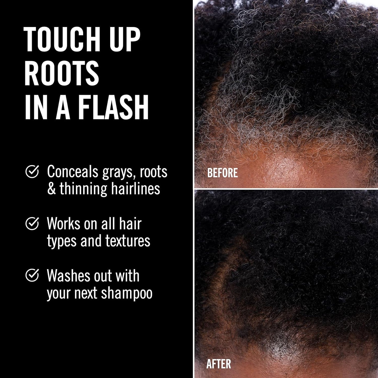Everpro Gray Away Instant Root Cover Up Spray - Black 2.5oz | Quick & Easy Hair Touch-Up