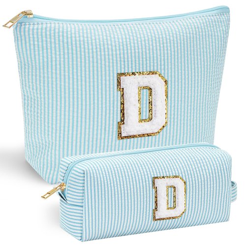 YOOLIFE Birthday Gifts for Women Her - Personalized Cute Initial Cosmetic Makeup Pouch Make Up Travel Bag for Mothers Day Gifts Teacher Sister Friend Girlfriend Mothers Day Gifts for Mom D