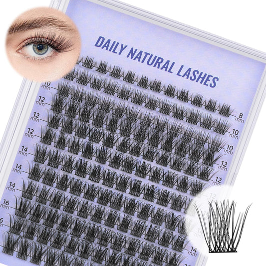 Lash Clusters Natural Cluster Eyelash Extensions 144 PCS Eyelash Clusters D Curl Z01 Individual Lashes for Beginners 8-18mm Cluster Lashes Superfine Band Eyelash Extension（Z01-D-8-18mix）