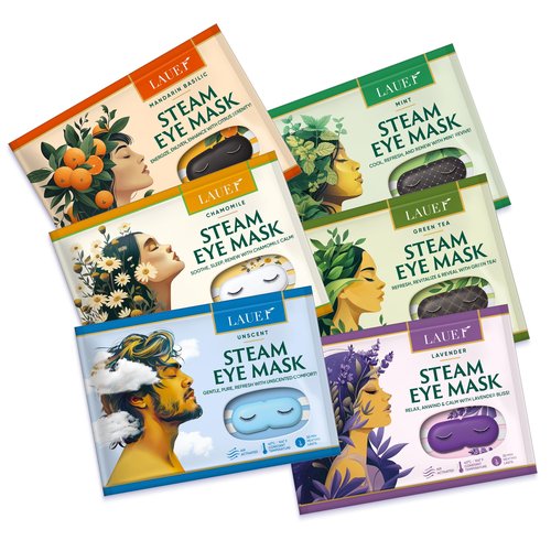 Heated Eye Steam Mask Dry Eyes Self Warm Compress for Dark Circles Puffiness Treatment Warming Eye Mask for Relaxation & Moist Heat Therapy Fatigue, Stress, and Migraine 6 Pack Aromas Home Spa