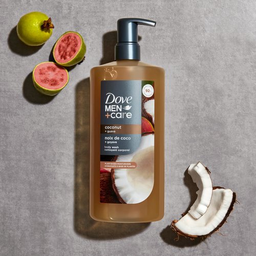 DOVE MEN Moisturizing Body Wash | #1 Dermatologist Body Wash for Men, Sulfate Free, Paraben Free, & Dye Free | Coconut + Guava, 26oz