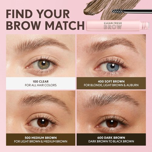 CoverGirl Clean Fresh Brow Gel - 400 Soft Brown | Long-Lasting Vegan Formula for Natural-Looking Brows - 0.18oz