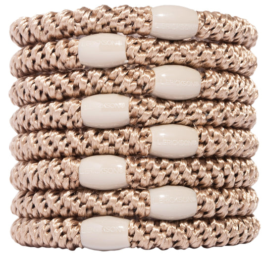 L. Erickson Grab & Go Pony Hair Ties - Camel Beige - 8 Pack Grab and Go Ponytail Holders - Hair Ties No Damage - Cream Blonde Color Hair Bands Hair Accessories for Women