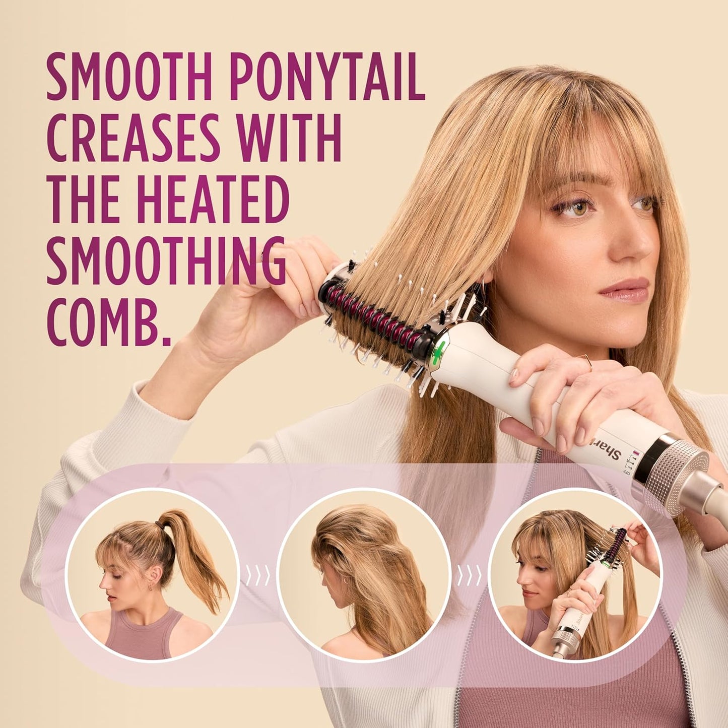 Shark HT202 SmoothStyle Heated Comb - Dual Mode Blow Dryer Brush for All Hair Types | Silk Finish