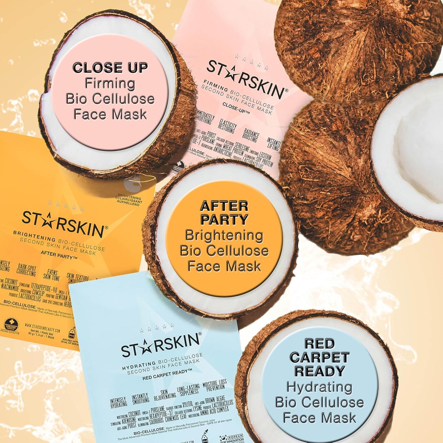 STARSKIN After Party Bio-Cellulose Brightening Face Mask - Energizing & Soothing | 1x40g, All Skin Types