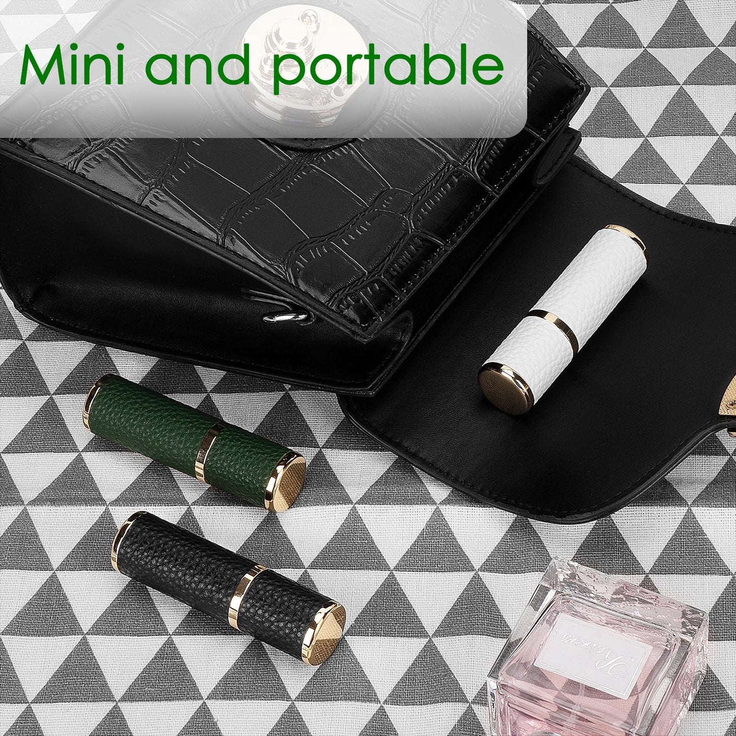 LUEXBOX 7 Pack Portable Perfume Bottle for Travel, Mini Refillable Perfume Dispenser, 5ml Faux Leather Leak Proof Perfume Atomizers Bottles Sprayer for Pocket Perfume