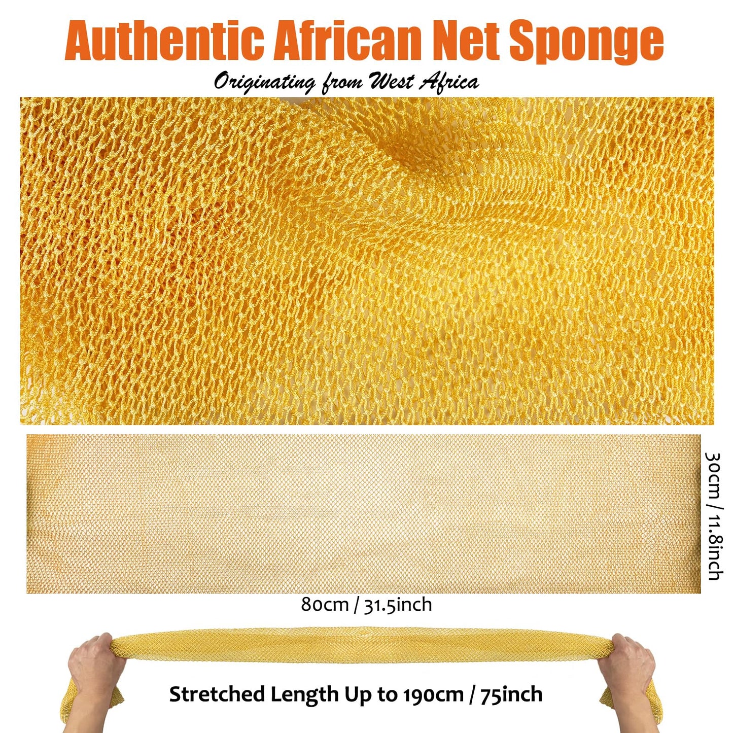Unifab African Net Sponge Real African Exfoliating Net Bath Sponge Wash Cloth Exfoliating Washcloth African Net Cloth Body Scrubber for Shower Yellow