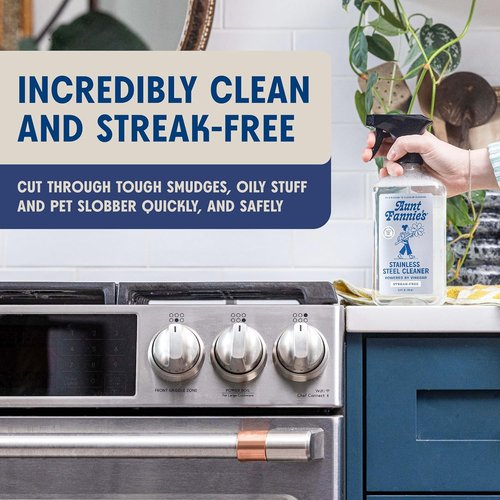 Aunt Fannie's Stainless Steel Spray Cleaner - Vinegar-Powered Residue Remover for Appliances | 16 oz