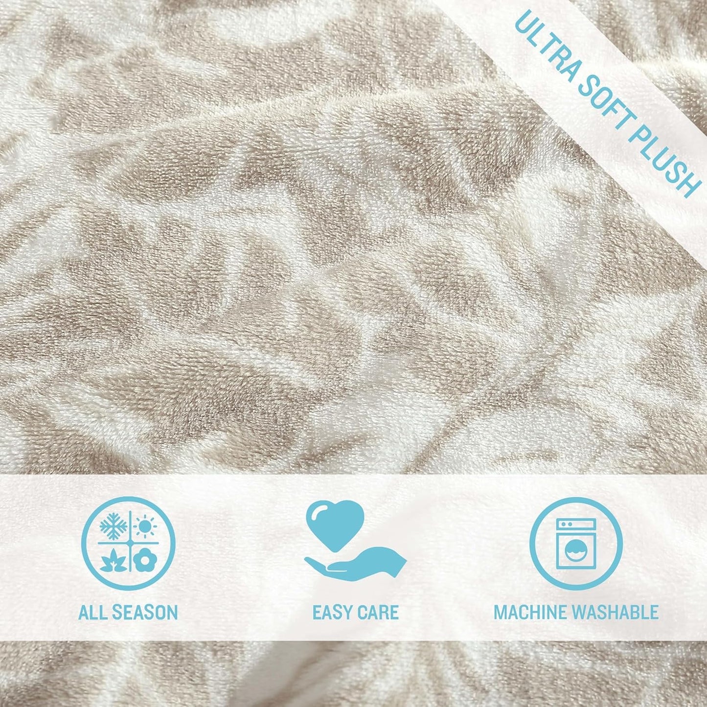 Tommy Bahama - Plush Fleece Throw Blanket | Tropical Bedding Set for Bed or Couch (Costa Blanca Beige, 50" x 70")