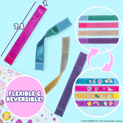 Hello Kitty® and Friends Sparkle Bracelets, Customize 4 Reversible Glitter Bracelets for Kids with Puffy Stickers, Kawaii Jewelry Craft, Cute Girls' Jewelry Kit, DIY Accessories Gift Ages 3+
