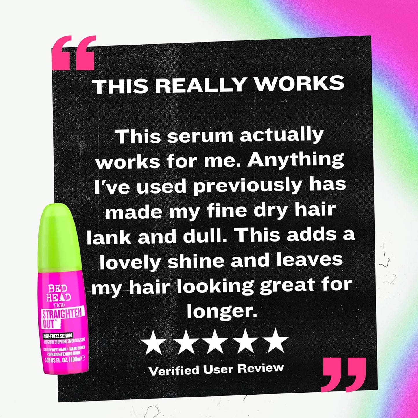 TIGI Bed Head Straighten Out Anti-Frizz Serum - Smooth, Sulfate-Free Formula for All Hair Types