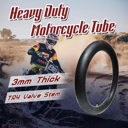 PIVOTRAX Heavy Duty Motorcycle Tube - 3mm Thick | 4.10 X 19 Size with TR4 Valve