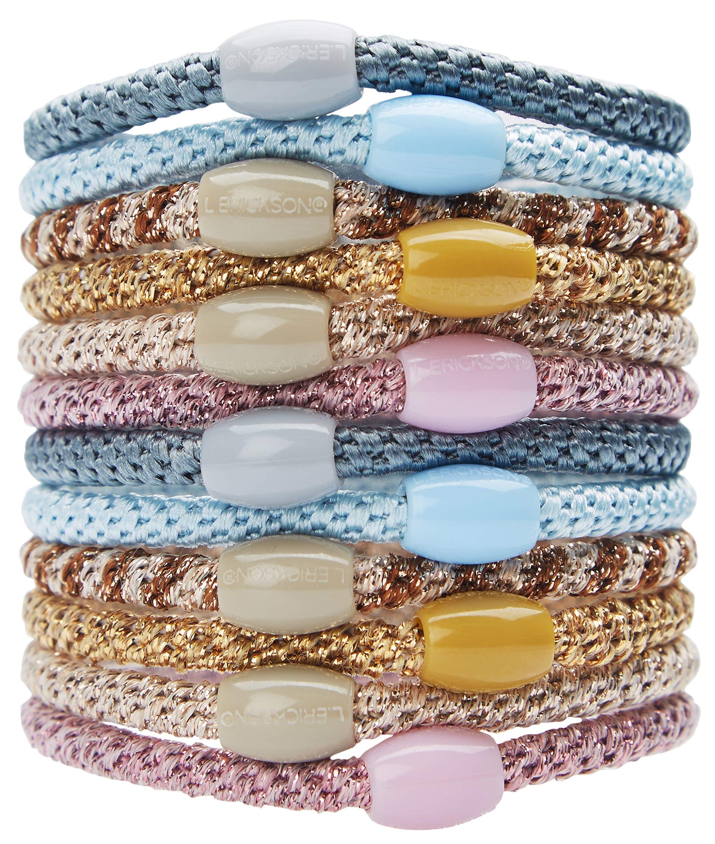 L. Erickson Narrow Grab & Go Ponytail Holder, Ballerina, Set of Twelve - Exceptionally Secure with Gentle Hold