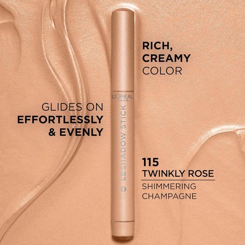 L'Oreal Paris Makeup Le Shadow Stick Eyeshadow - Blendable & Smudge-Resistant Cream in Twinkly Rose, 0.05 Oz