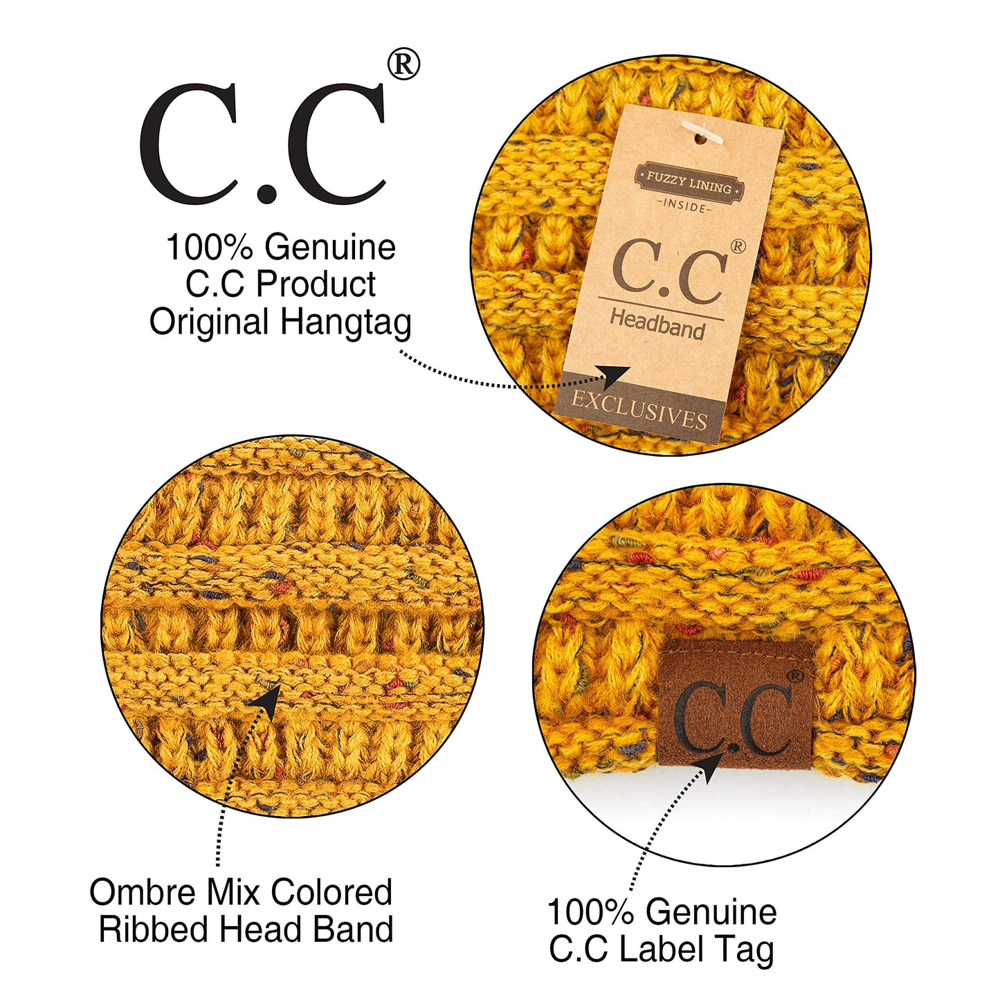 C.C Exclusives Ombre Mix Colored Ribbed Headwrap (HW-817) (Ombre Mustard)