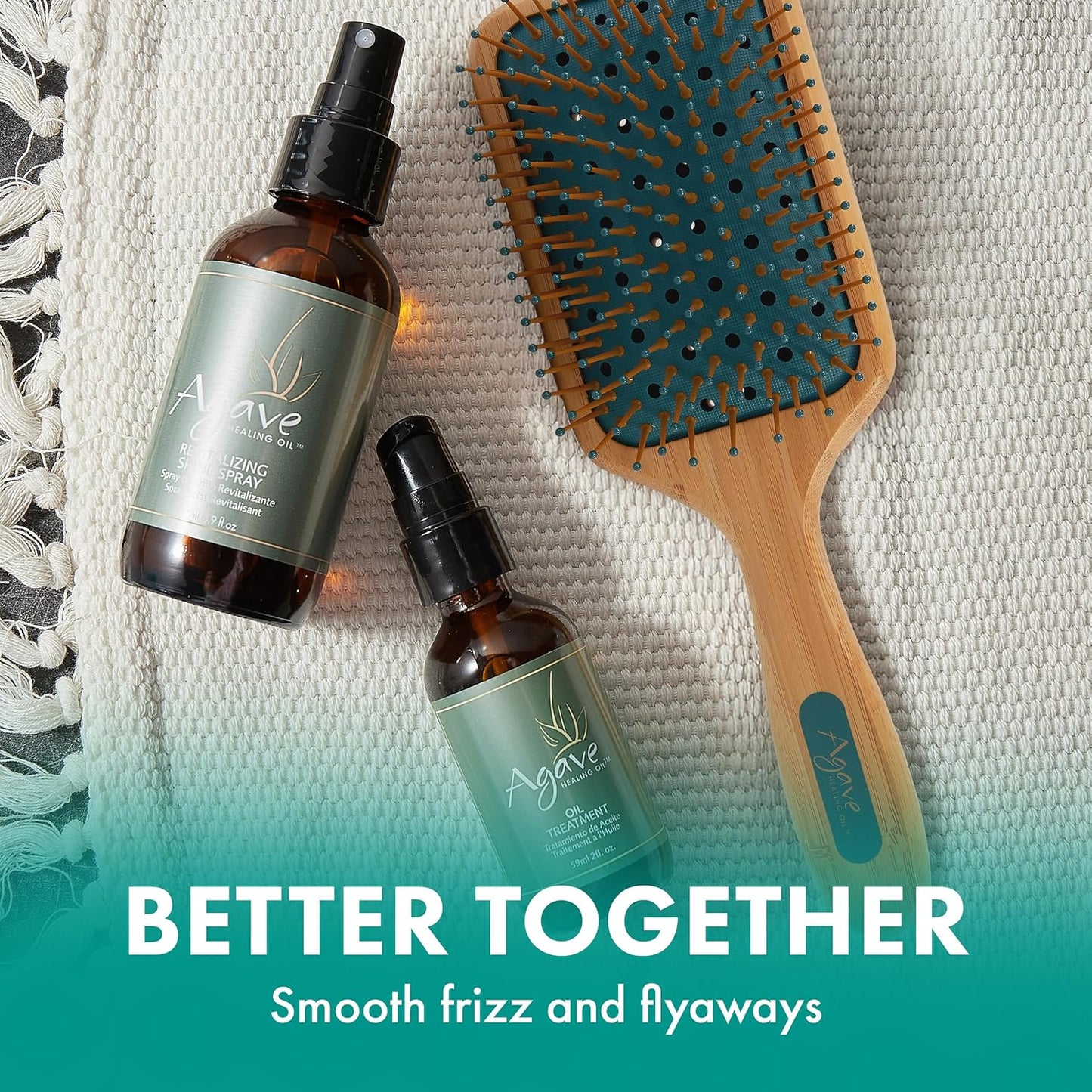 Agave Natural Bamboo Paddle Brush - Lightweight Detangling & Smoothing Hair Tool