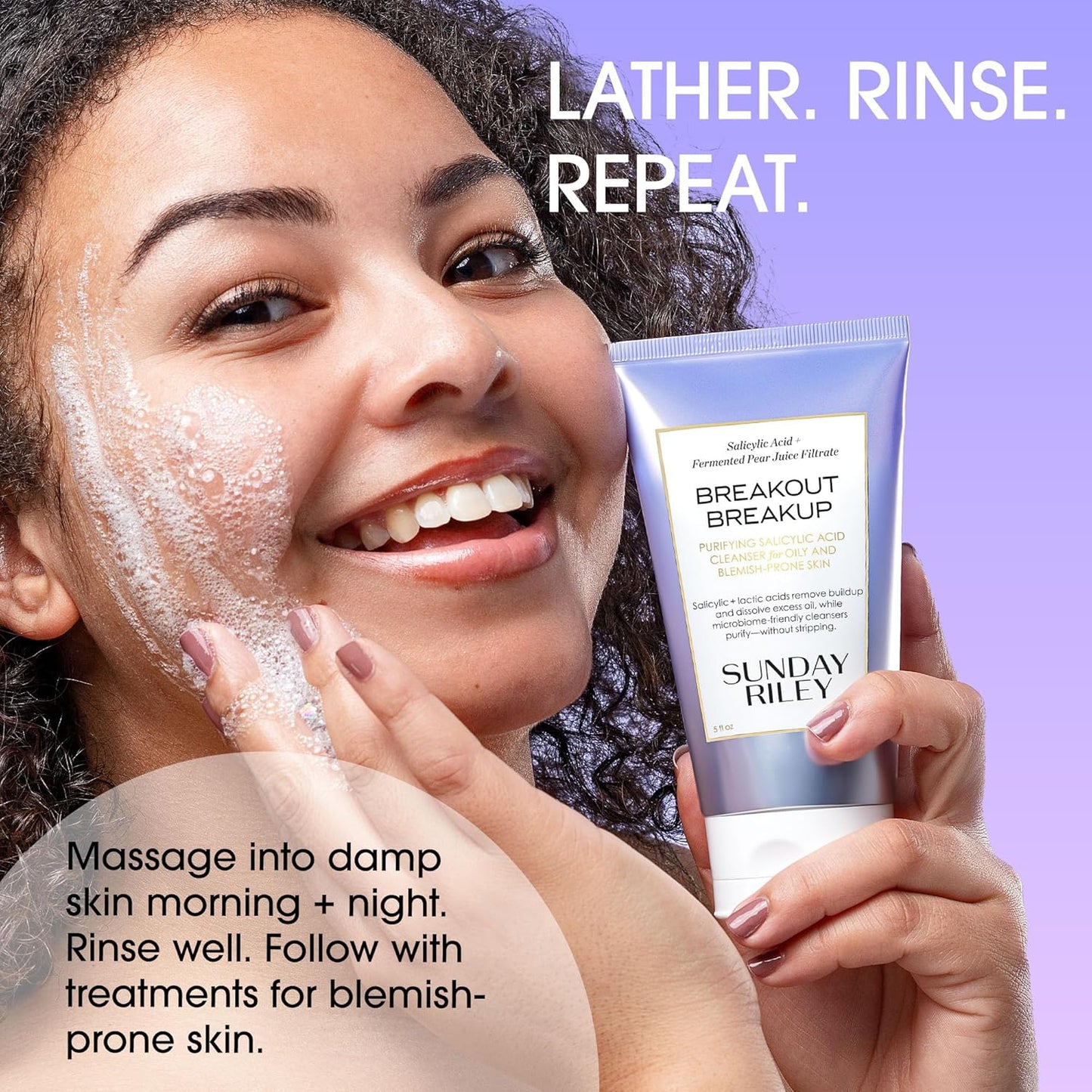 Sunday Riley Salicylic Acid Cleanser - Breakout Breakup Formula for Blemish-Prone Skin