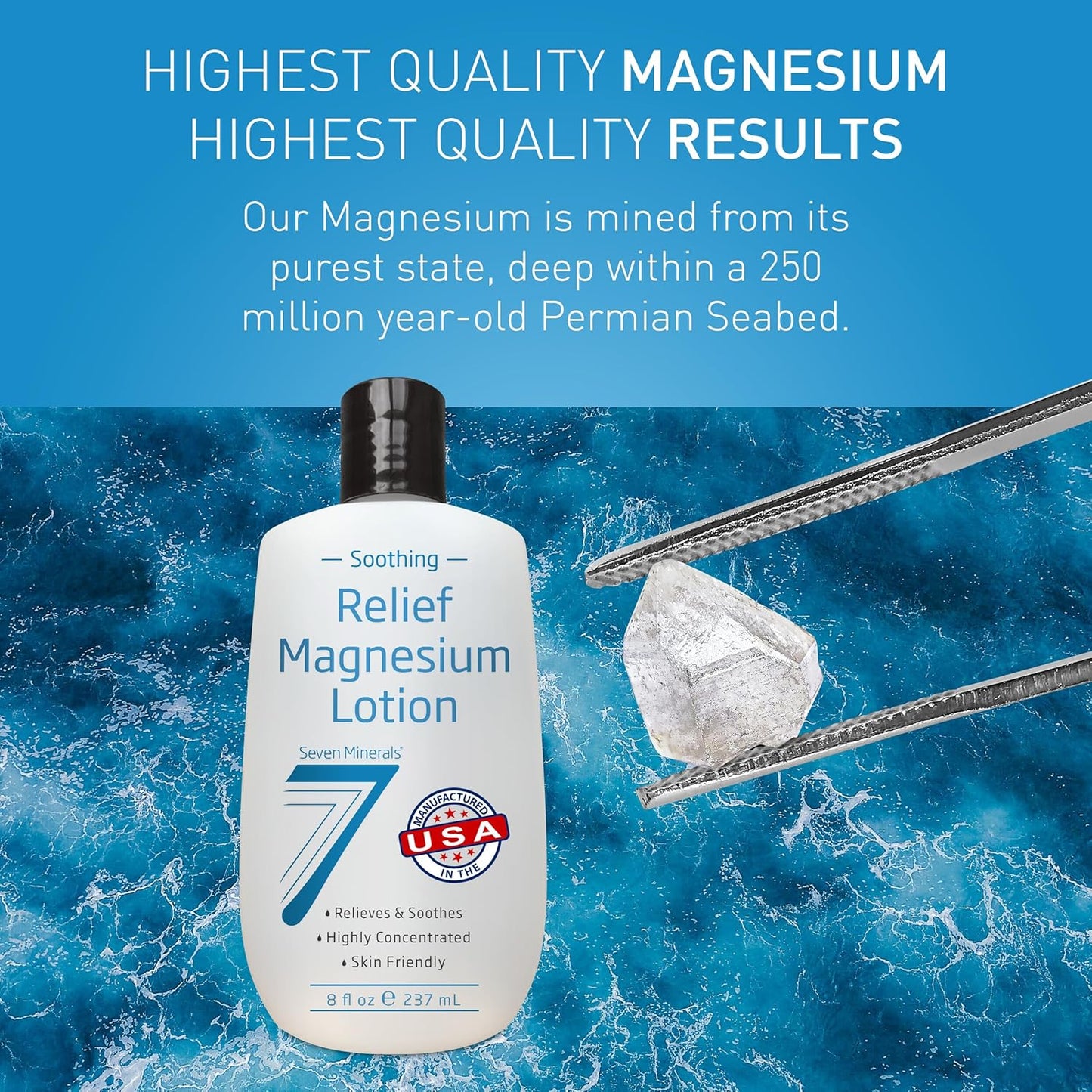 Seven Minerals Magnesium Lotion - Soothing Relief for Sleep & Joint Care | Non-Greasy, 8 fl oz