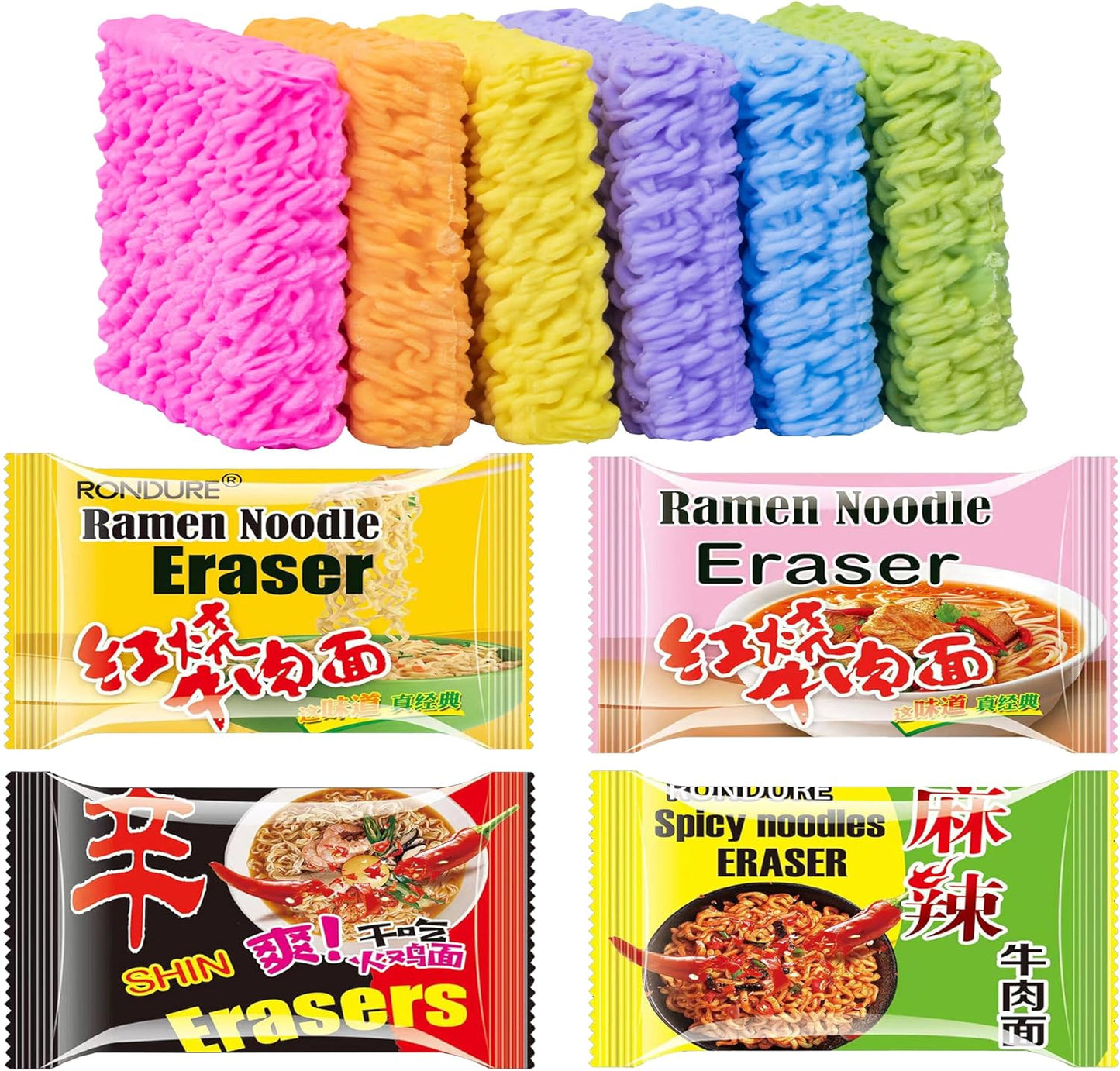 XANADU Cute Food Erasers - Fun Ramen Noodle Eraser Set for Kids | 16-Piece Collection