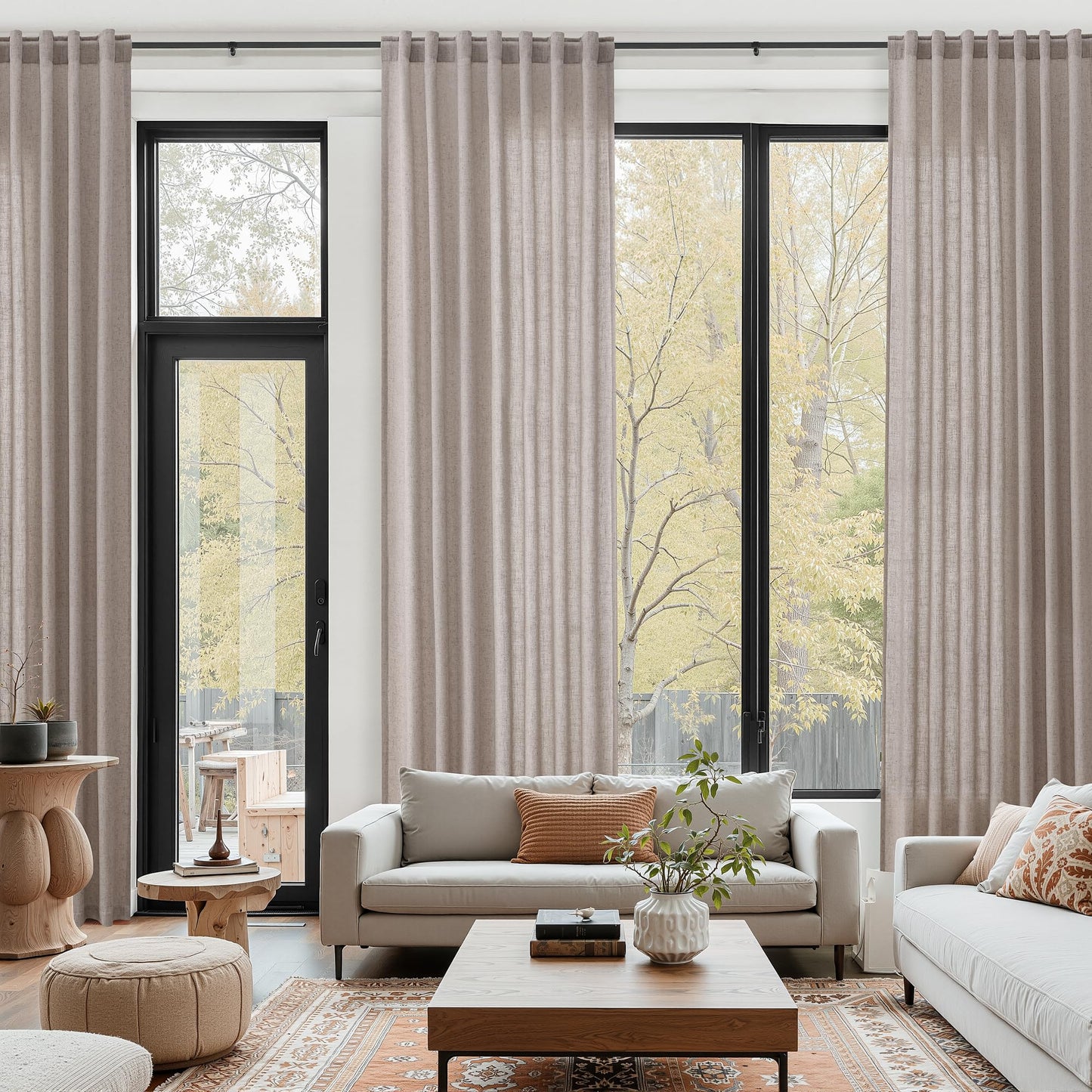 Nanspring Natural Linen Curtains for Kitchen Windows Over Sink - Cafe Curtain Semi Sheer with Rod Pocket and Back Tab Lightweight Rustic Textured Bistro Curtains for Bathroom, 2 Panels 25 x 24 Inch