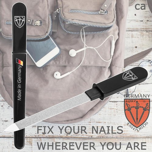 3 Swords Germany - Double-Sided Sapphire Metal Pocket Nail File | Fine & Coarse, Made in Solingen