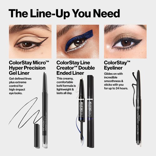 Revlon Gel Eyeliner, ColorStay Micro Hyper Precision Eye Makeup with Built-in Smudger, Waterproof, Longwearing with Micro Precision Tip, 214 Black, 0.002 oz