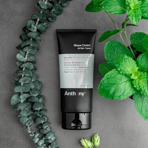 Anthony Shaving Cream for Sensitive Skin - Squalane & Eucalyptus Formula | Soothes & Refreshes, 6 Fl Oz