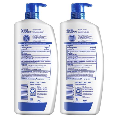 Head & Shoulders Anti-Dandruff Shampoo with 1% Pyrithione Zinc, Dry Scalp Care Shampoo Twin Pack, and Almond Oil for Itch and Dryness Relief, 32.1 fl oz Each