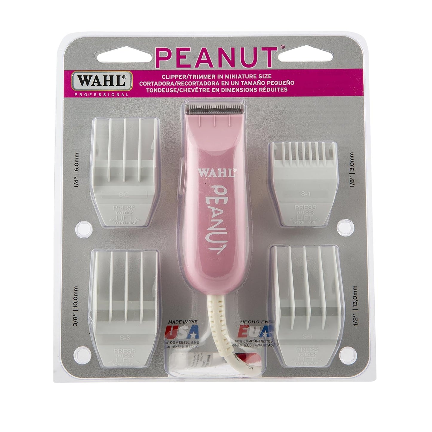 Wahl Professional Peanut Clipper | Pink Trimmer for Barbers & Stylists - Powerful Rotary Motor
