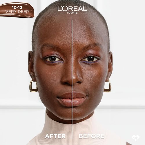 L'Oreal Paris True Match Nude Hyaluronic Tinted Serum Foundation - 1% Hyaluronic Acid, Very Deep 10-12, 1 Fl. Oz.