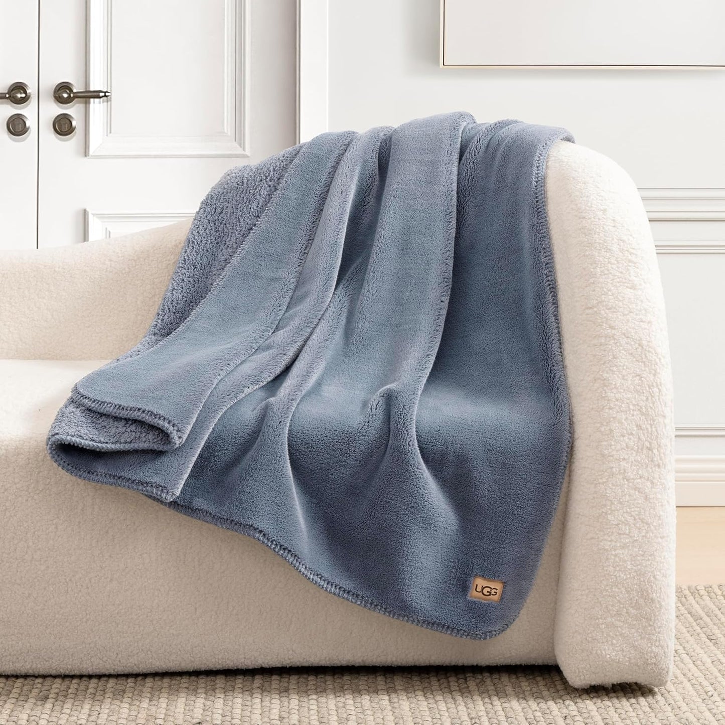 UGG Whitecap Fleece Throw Blanket - Plush Cozy Luxury Decor for Couch or Bed | Ultra Soft, 50" x 70", Denim Blue