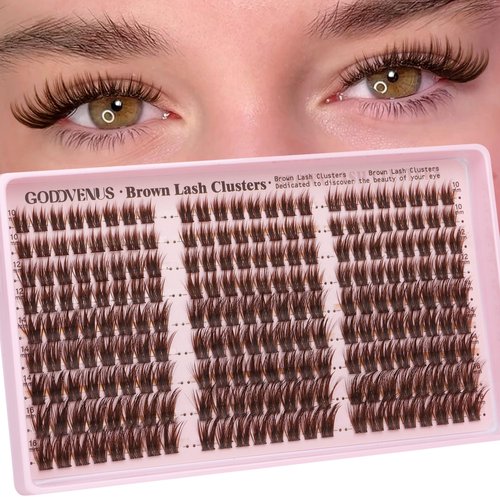 Goddvenus Brown Wispy Lash Clusters Manga Eyelashes Clusters Natural Cluster Eyelash Extensions Fairy DIY Lash Extension Anime C Curl Waterproof Individual Eye Lashes