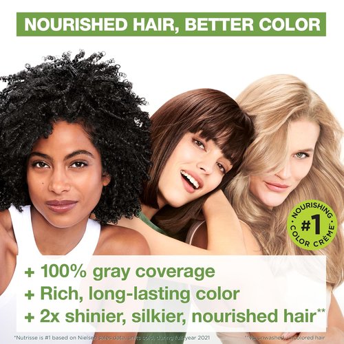 Garnier Nutrisse Ultra Crème Hair Color - Permanent Vegan Hair Dye with 100% Gray Coverage | 60 Light Natural Brown (Acorn), 2 Count