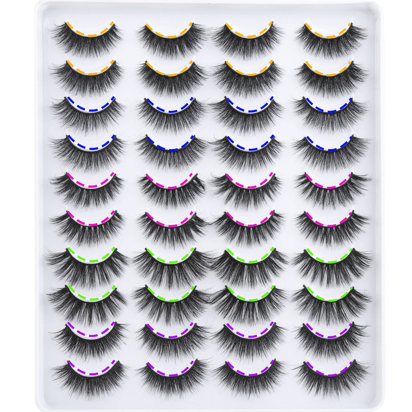 JIMIRE 20 Pairs False Eyelashes 5 Styles Cat Eye Lashes Pack Fluffy Natural Volume Faux Mink Lashes Packs