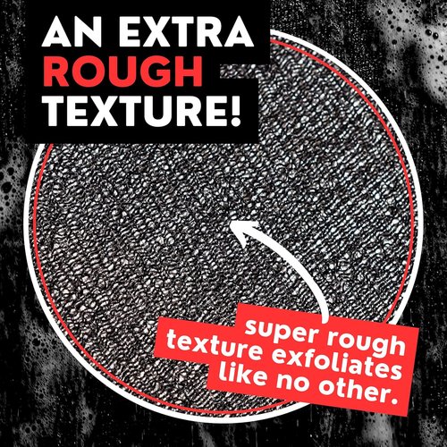 Extra Rough Exfoliating Washcloth | Extreme Body & Back Scrubber - Hygienic 2-Pack in Black & Grey
