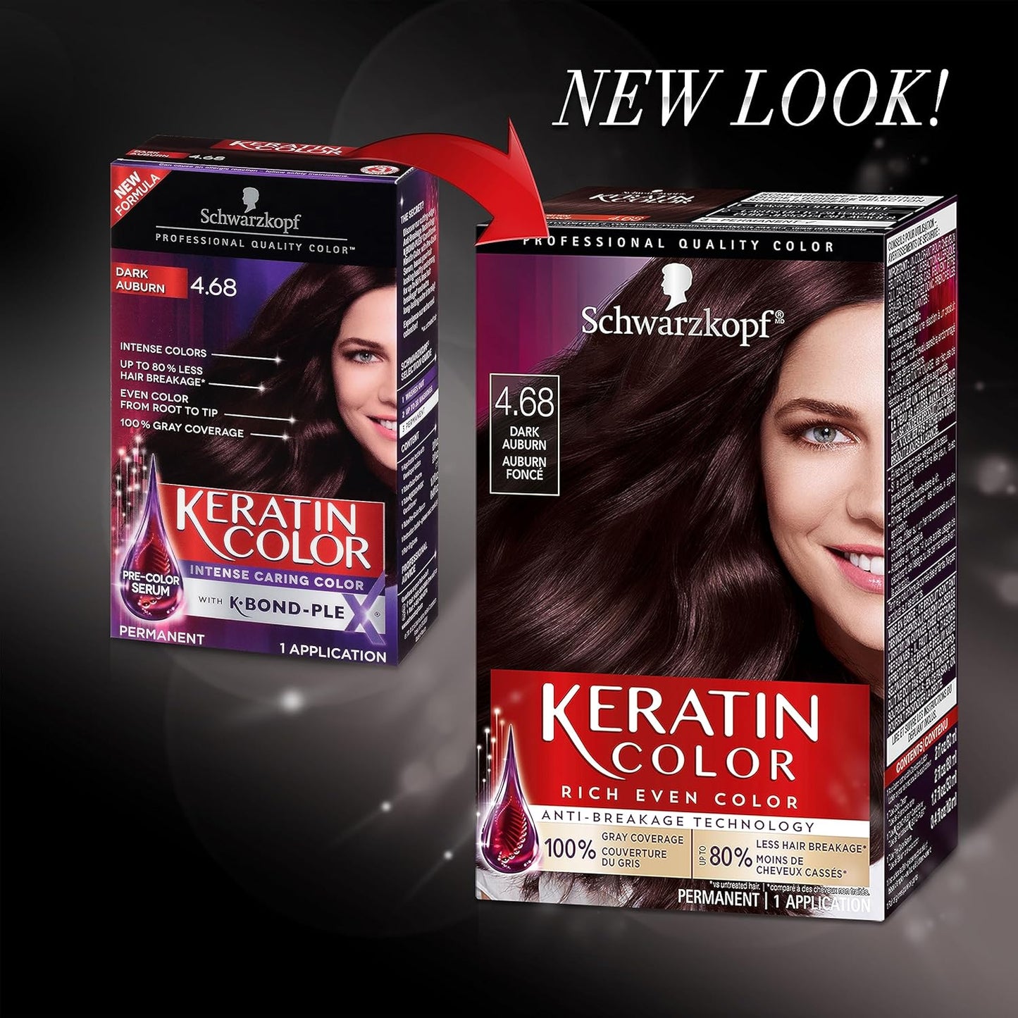 Schwarzkopf Keratin Color Permanent Hair Color Cream - 4.68 Dark Auburn, 1 Kit for Vibrant Color