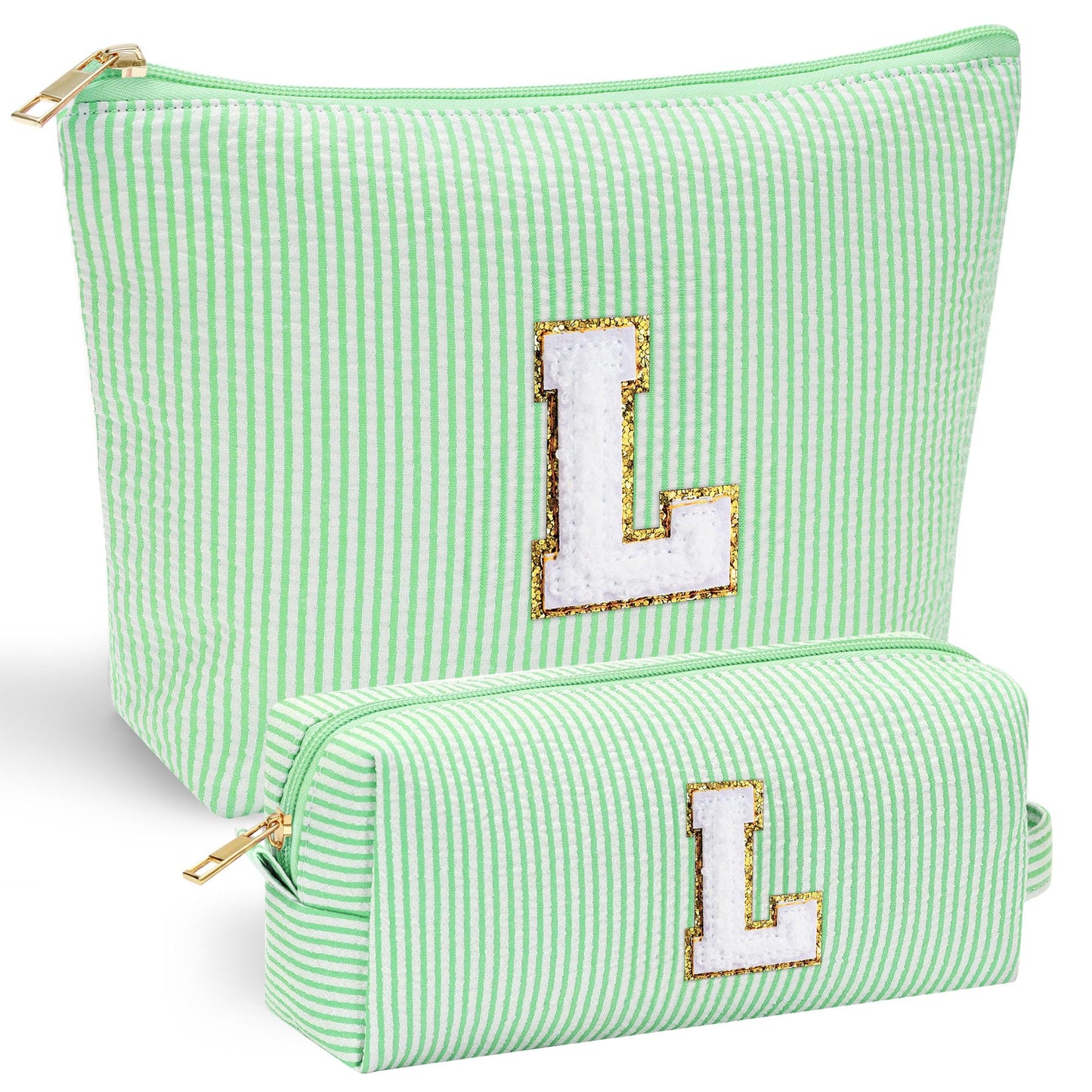 YOOLIFE Cute Makeup Bag for Women Girls - Personalized Teenager Girl Gift Ideas | Initial Make Up Bag | Gifts for Women Friends | Skin Care Bag | Mothers Day Gifts | Tween Girls Trendy Stuff L