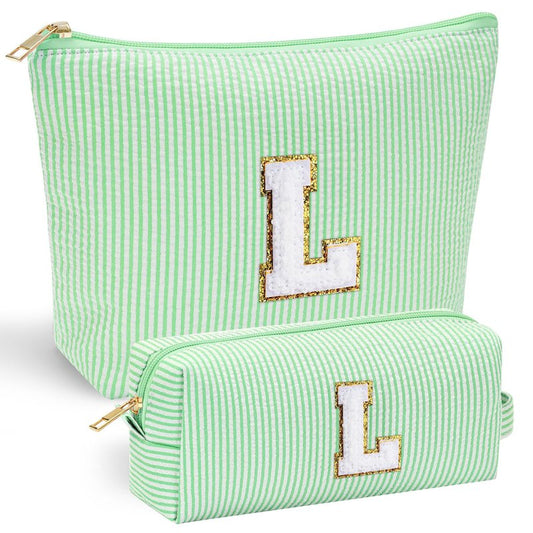 YOOLIFE Cute Makeup Bag for Women Girls - Personalized Teenager Girl Gift Ideas | Initial Make Up Bag | Gifts for Women Friends | Skin Care Bag | Mothers Day Gifts | Tween Girls Trendy Stuff L
