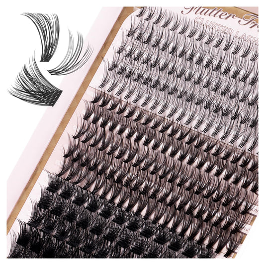 LASHVIEW Lash-Extension-Clusters 260pcs D Curl Lash Clusters Natural Look Cluster Lashes Extensions Super Thin Band & Soft Lashes Reusable 9-16mm MIX (20D&40D&56D)