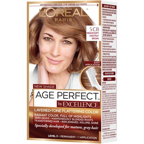 L'Oreal Paris ExcellenceAge Perfect Layered Tone Flattering Color, 5CB Medium Chestnut Brown