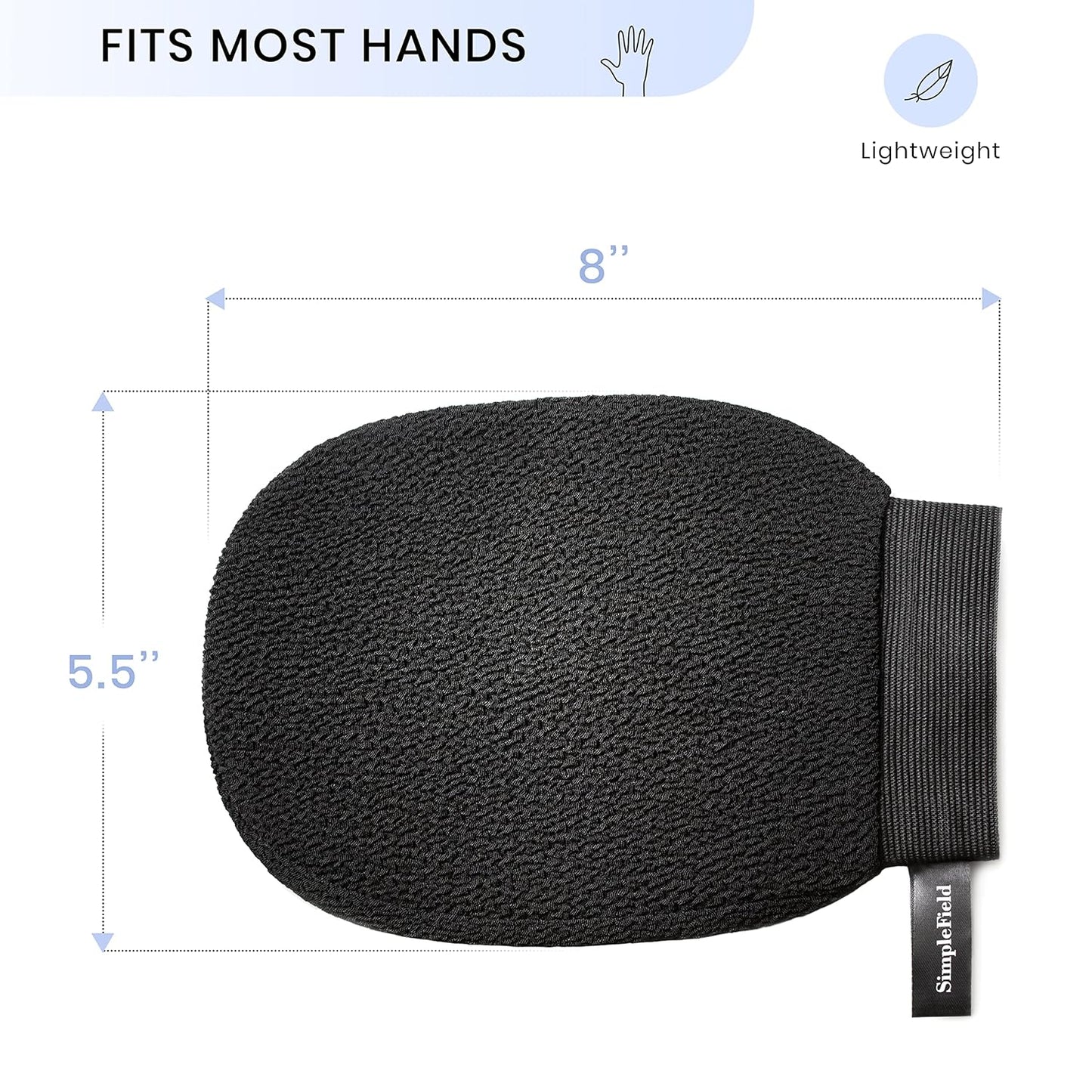 SimpleField Korean Exfoliating Mitt - 100% Viscose Deep Kessa Glove for Smooth Skin & Self-Tanning Removal | 1 Piece